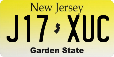 NJ license plate J17XUC