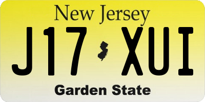 NJ license plate J17XUI