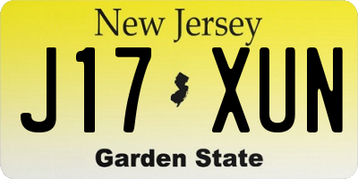 NJ license plate J17XUN