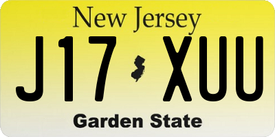 NJ license plate J17XUU