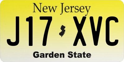NJ license plate J17XVC
