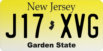 NJ license plate J17XVG