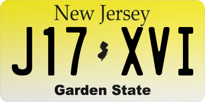 NJ license plate J17XVI