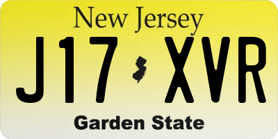 NJ license plate J17XVR