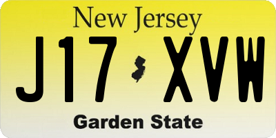 NJ license plate J17XVW