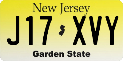 NJ license plate J17XVY