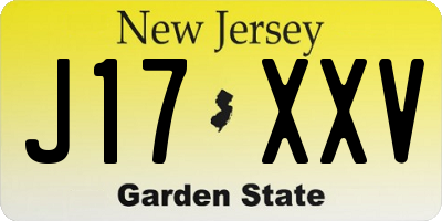 NJ license plate J17XXV