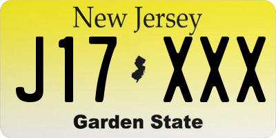 NJ license plate J17XXX