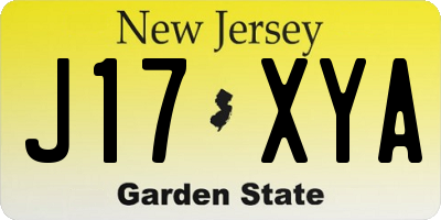 NJ license plate J17XYA