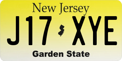 NJ license plate J17XYE