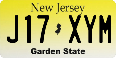 NJ license plate J17XYM