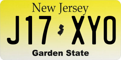 NJ license plate J17XYO