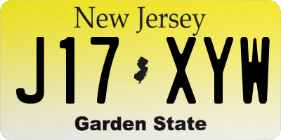 NJ license plate J17XYW