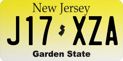 NJ license plate J17XZA