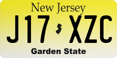NJ license plate J17XZC