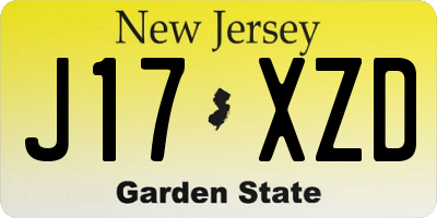 NJ license plate J17XZD