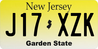 NJ license plate J17XZK