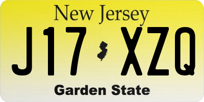 NJ license plate J17XZQ