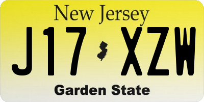 NJ license plate J17XZW