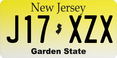 NJ license plate J17XZX