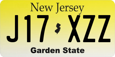 NJ license plate J17XZZ