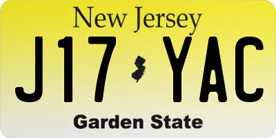NJ license plate J17YAC