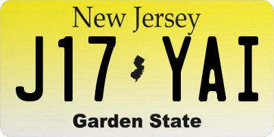 NJ license plate J17YAI
