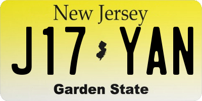NJ license plate J17YAN