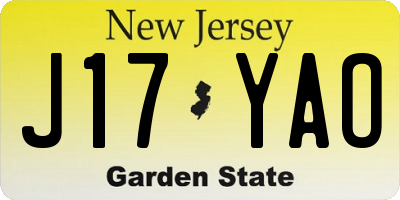 NJ license plate J17YAO