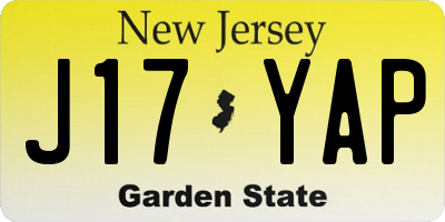 NJ license plate J17YAP