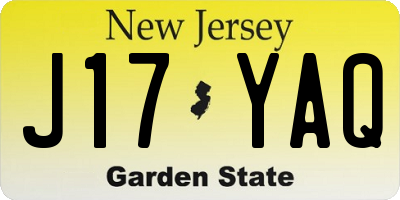 NJ license plate J17YAQ