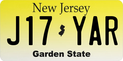 NJ license plate J17YAR