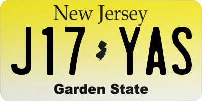 NJ license plate J17YAS