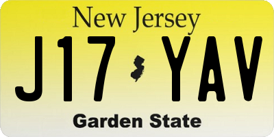 NJ license plate J17YAV