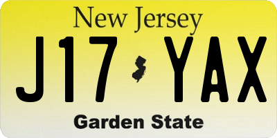 NJ license plate J17YAX