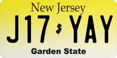NJ license plate J17YAY