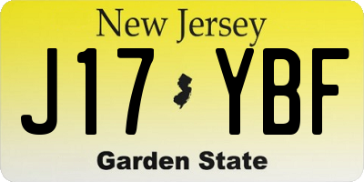 NJ license plate J17YBF
