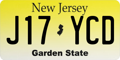 NJ license plate J17YCD