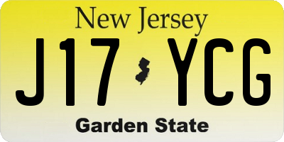 NJ license plate J17YCG