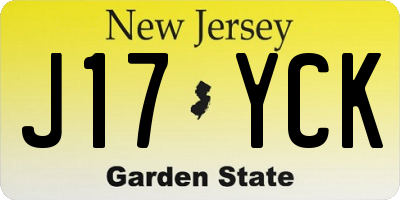 NJ license plate J17YCK