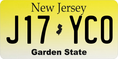 NJ license plate J17YCO