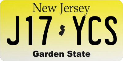 NJ license plate J17YCS