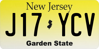 NJ license plate J17YCV