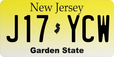 NJ license plate J17YCW