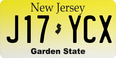 NJ license plate J17YCX