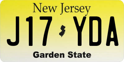 NJ license plate J17YDA