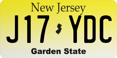 NJ license plate J17YDC