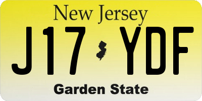 NJ license plate J17YDF