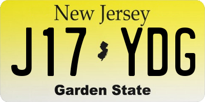 NJ license plate J17YDG