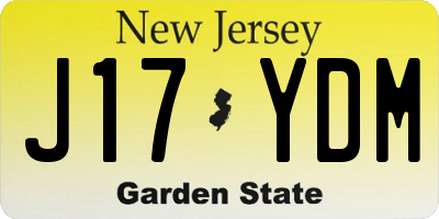 NJ license plate J17YDM